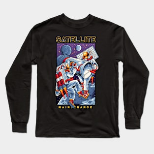 Astronauts Satellite Maintenance - Hand Drawn Long Sleeve T-Shirt